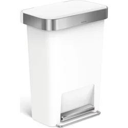 Simplehuman Pedálový odpadkový kôš 45 l, vrecko na tašku, obdĺžnikový, biely plast / nerezová oceľ
