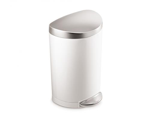 Simplehuman Pedálový odpadkový koš, půlkulatý 10 l, bílá