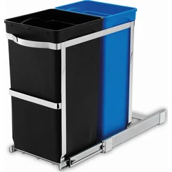 Simplehuman Vestavný odpadkový koš na tříděný odpad 20/15 l, výsuvný, lesklá ocel /plast