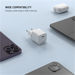 Síťová nabíječka FIXED Mini s USB-C výstupem a podporou PD, 20W, bílá