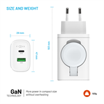 Síťová nabíječka FIXED Power Socket s USB-A a USB-C, Apple Watch, 33W, bílá