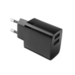 Síťová nabíječka FIXED s 2xUSB výstupem, 17W Smart Rapid Charge, černá