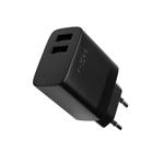 Síťová nabíječka FIXED s 2xUSB výstupem, 17W Smart Rapid Charge, černá