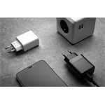Síťová nabíječka FIXED s 2xUSB výstupem, 17W Smart Rapid Charge, černá