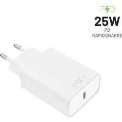 Síťová nabíječka FIXED s USB-C výstupem a podporou PD, 25W, bílá