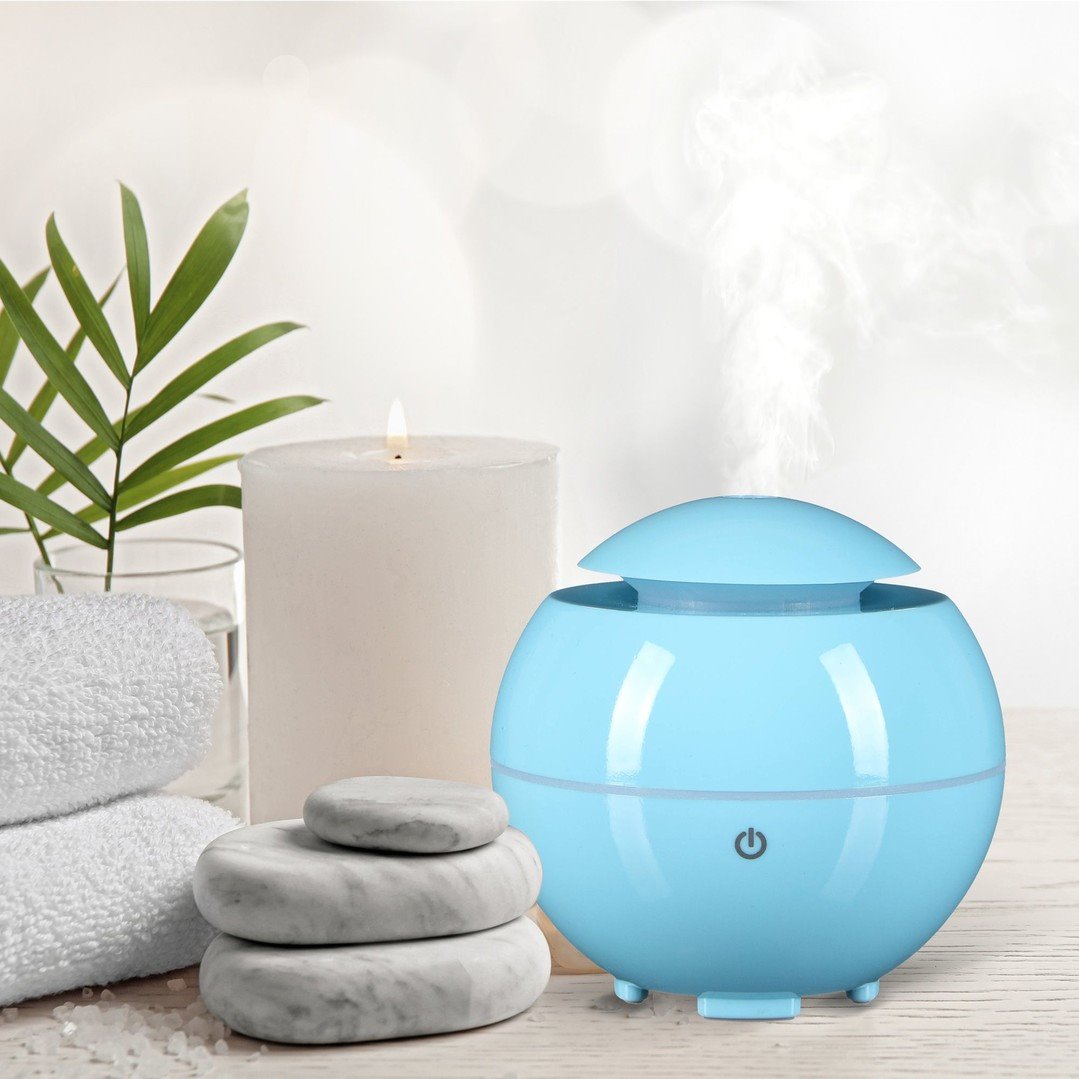 SIXTOL Aroma difuzer Globe modrý lesk 150ml