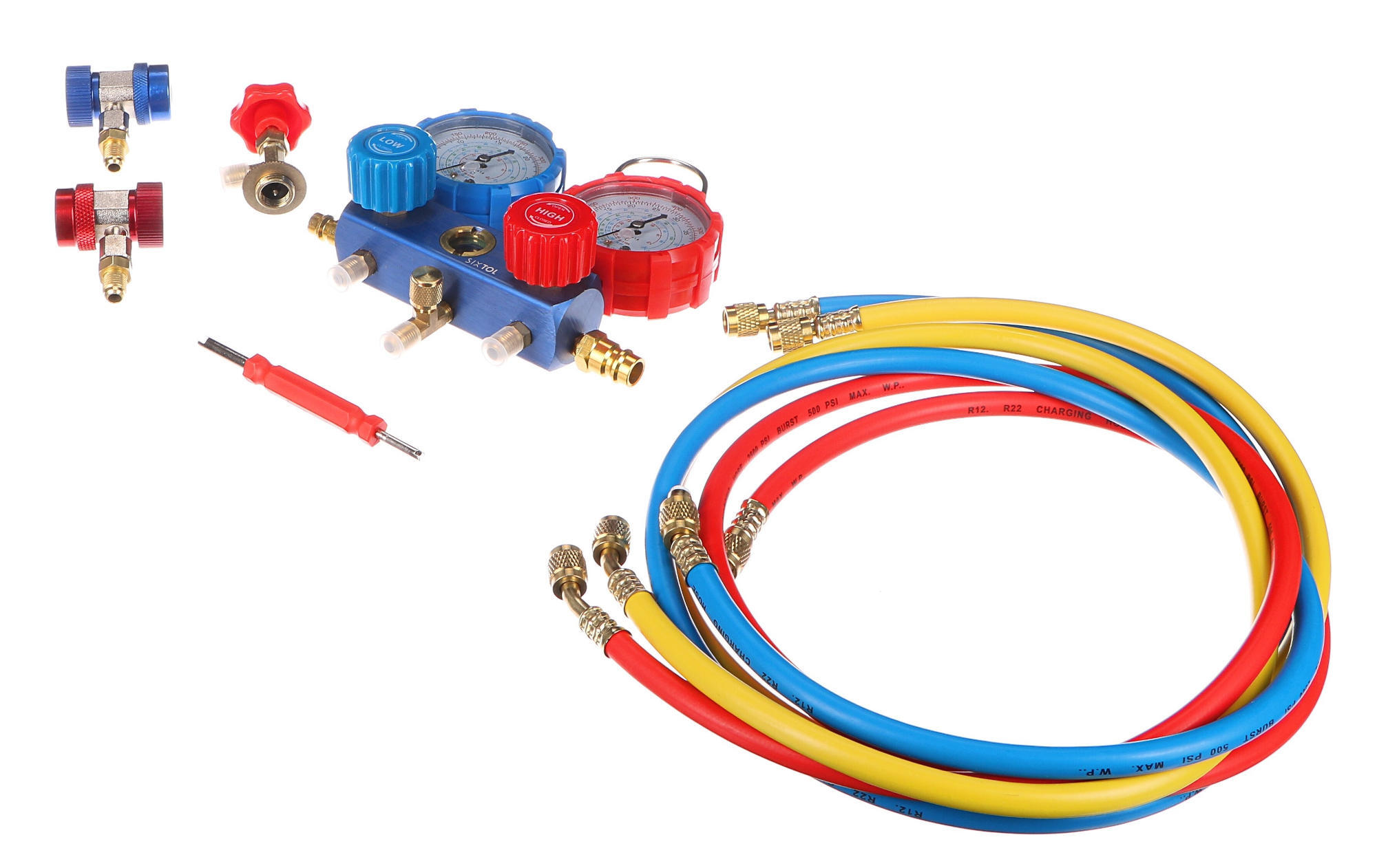 SIXTOL Sada na měření tlaku a těsnosti autoklimatizace MECHANIC AC TESTER 1