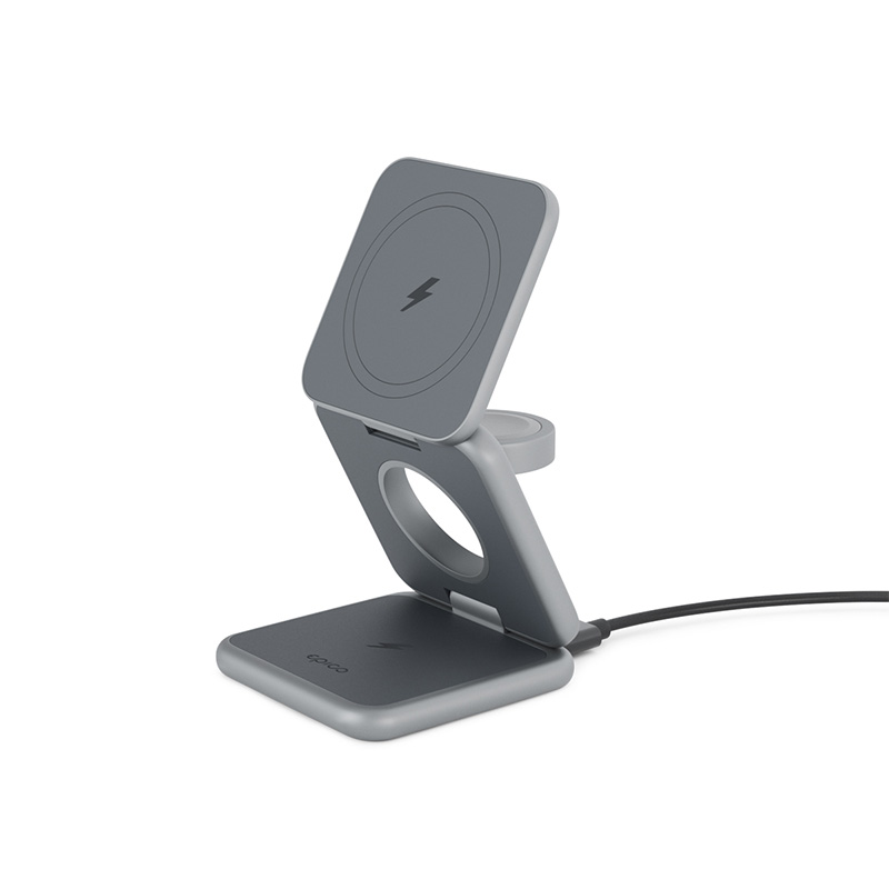 Skladacia bezdrôtová nabíjačka Epico Mag+ s podporou MagSafe - vesmírne sivá