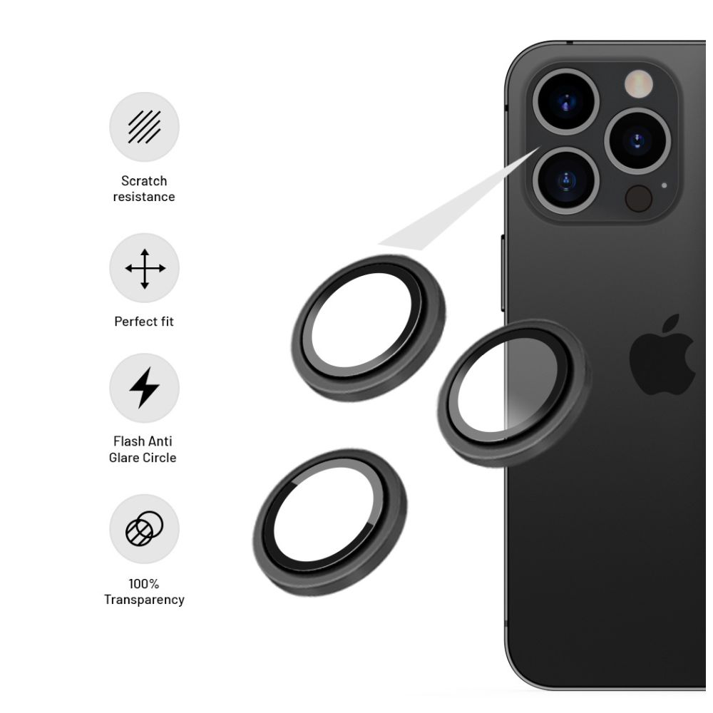 Sklo na fotoaparát FIXED pre Apple iPhone 15 Pro/15 Pro Max, vesmírne sivé