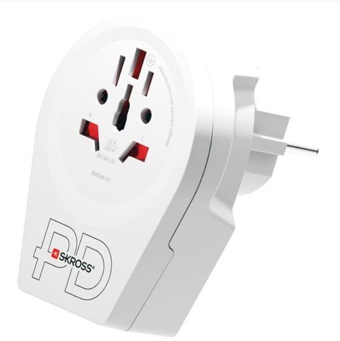 SKROSS cestovní adaptér Europe USB A+C 20W pro cizince v ČR, typ E/F