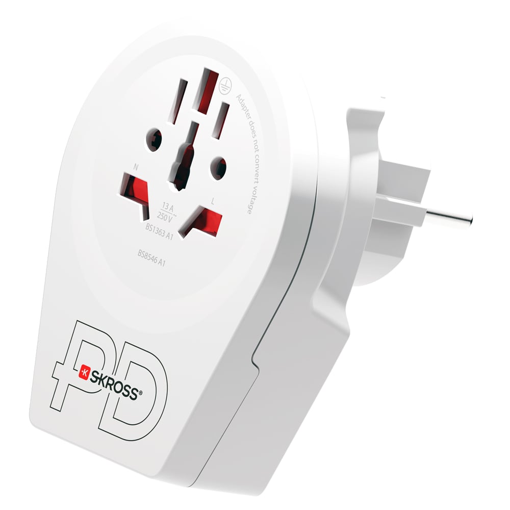 SKROSS cestovní adaptér Europe USB A+C 20W pro cizince v ČR, typ E/F