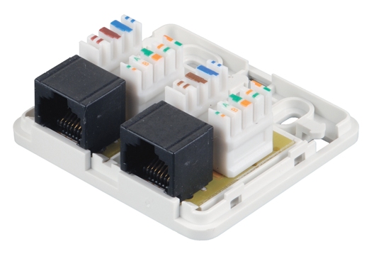 SOLARIX zásuvka, CAT5E, UTP, 2 x RJ45, na omietku, biela SX288-5E-UTP-WH