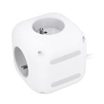 Solight 3z + USB A+C predlžovací kábel - kocka, kábel 2 m, 3 x 1 mm2, biely, vypínač