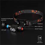Solight LED dobíjacia čelová baterka, 650lm, Li-Ion