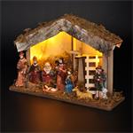 Solight LED drevený betlehem, 26x17cm, 6x LED, 2x AA