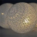 Solight LED řetěz vánoční koule bavlněné, 10LED, 1m, 2x AA, IP20 