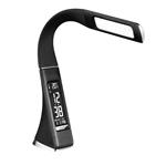 Solight LED stolná lampa s displejom, 6W, 4100K, koža, čierna