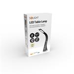 Solight LED stolná lampa s displejom, 6W, 4100K, koža, čierna