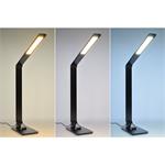 Solight LED stolná lampa stmievateľná, 8W, displej, zmena chromatickosti, hliník, čierna