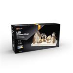 Solight LED vianočná dedinka, 34x17cm, drevo, 4 LED, 2x AA
