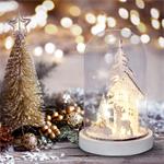 Solight LED vianočná dekorácia, zasnežená krajina s domčekom, 18cm, 10x LED, 2x AAA