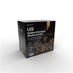 Solight LED vonkajší vianočný záves, hviezdy, šírka 3 m, 123LED, IP44, 3xAA, teplá biela