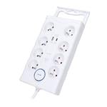 Solight přepěťová ochrana, 8z, USB A+C, 2m, bílá