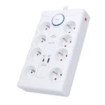 Solight přepěťová ochrana, 8z, USB A+C, 2m, bílá