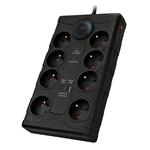 Solight přepěťová ochrana, 8z, USB A+C, 2m, černá