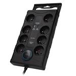 Solight přepěťová ochrana, 8z, USB A+C, 2m, černá