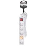 Solight prodlužovací přívod, 5 zásuvek, bílý, vypínač, 3m