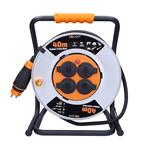 Solight prodlužovací přívod - na kovovém bubnu, 4 zásuvky, 40m kabel guma-neopren, 3x 2,5mm2, IP44