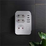 Solight rozbočka, 1x 16A + 2x 2,5A, 2xUSB A+C, bílá, vypínač