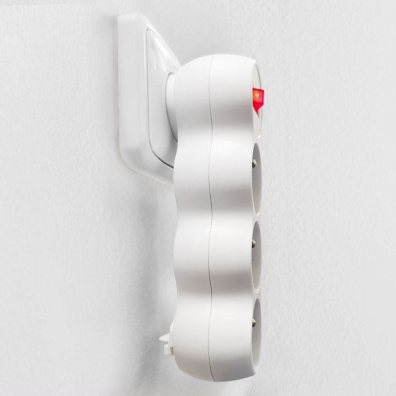 Solight rozbočka s podpěrou, 3 x 10A, bílá, vypínač