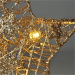 Solight Vianočná hviezda s trblietkami, zlatá, kov, 14x LED, 2x AA