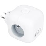 Solight zásuvka kocka, 3x 16A + USB A+C, biela, vypínač