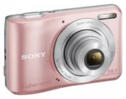 SONY kompakt DSC-S5000P, 14.1MPix, 5x zoom, 2,7" LCD, růžový + 2GB karta, pouzdro, 2xAA baterie s nabíječkou