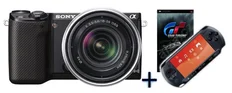 SONY NEX-5RK, 18-55mm + PlayStation Portable + Grand Turismo - Black