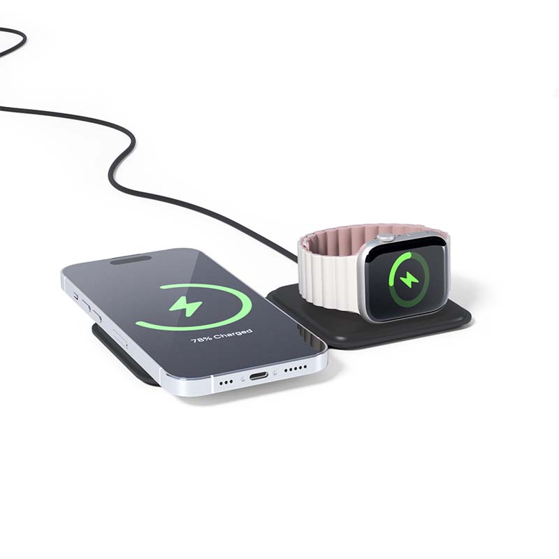 Spello 2in1 skládací bezdrátová nabíječka (MagSafe) - černá