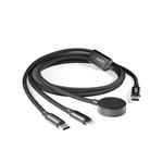 Spello Kábel 3v1 USB-C na USB-C, Lightning a Apple Watch 1,2 m - čierny