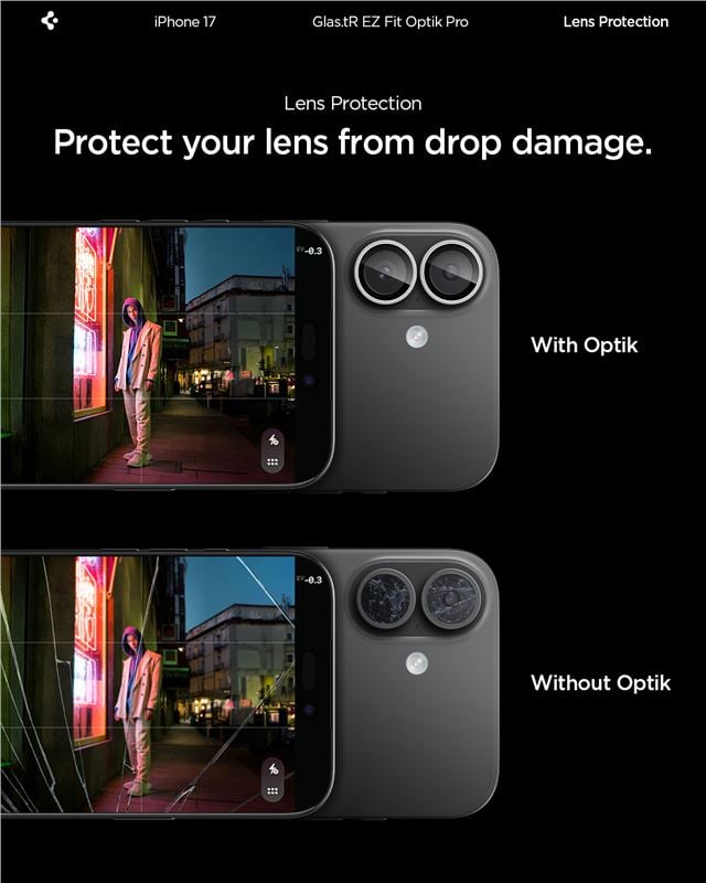 Spigen Glass tR EZ Fit Optik Pro 2 Pack, silver - iPhone 17