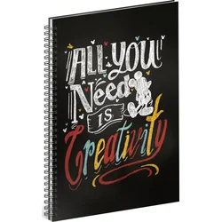 Špirálový zápisník Mickey - Kreativita, linajkovaný, A5