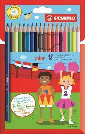 STABILO Barevné pastelky "Color", sada, 18 různých barev, šestihranný tvar