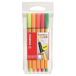 STABILO Fix - sada "Point 88 Mini Neon", 0,4 mm , 5 rôznych farieb