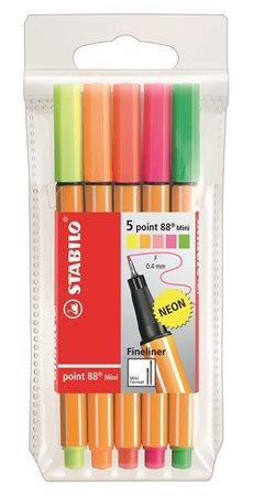 STABILO Fix - sada "Point 88 Mini Neon", 0,4 mm , 5 různých barev