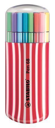 STABILO Fixy "Pen 68 Zebrui", sada, 20 různých barev, 1mm, červené pouzdro