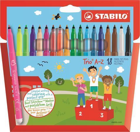 STABILO Fixy "Trio A-Z", sada, 18 různých barev, 0,7 mm 