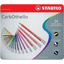 STABILO Křídové pastelové barevné pastelky "CarbOthello", sada, 24 barev, kulaté, kovová krabička