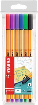 STABILO Liner  "Point 88", 6 barev, 0,4mm