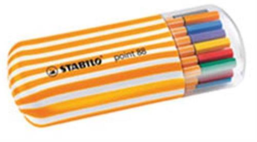 STABILO Liner  "Point 88 Twister Zebrui", 20 barev, 0,4mm, v oválném plastovém obalu